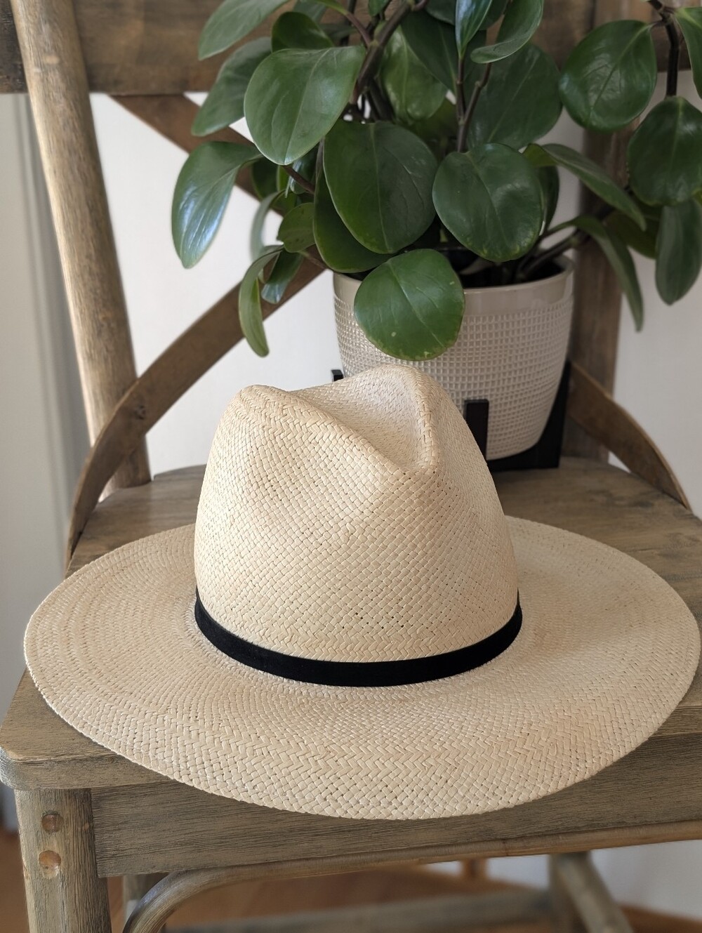 Janessa Leone Straw Leather Band Hat